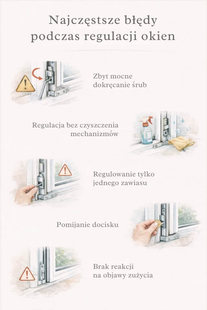 błędy przy regulacji okien