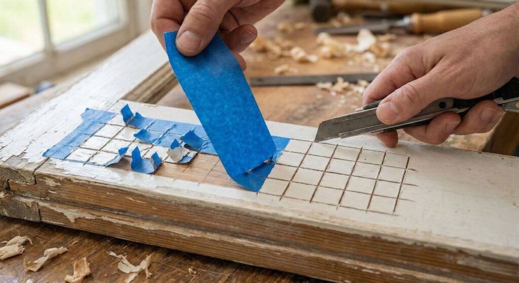 Renowacja okien drewnianych - sprawdzanie przyczepności starej farby