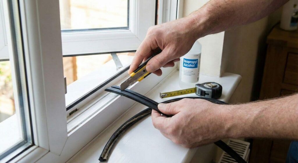 Wymiana uszczelek w oknach PCV - dopasowanie długości nowej uszczelki 