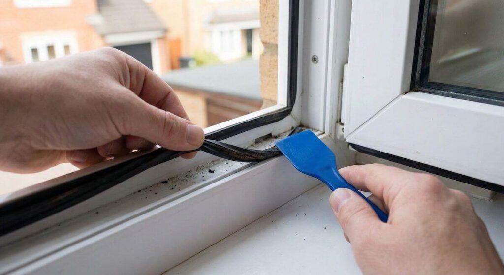 Wymiana uszczelek w oknach PCV - demontaż starej uszczelki