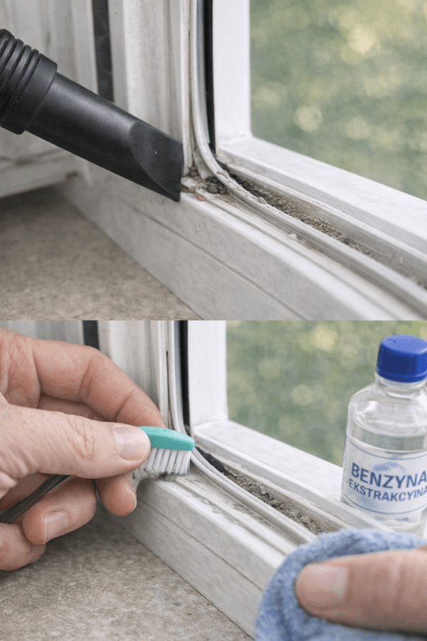 odkurzanie uszczelki okna