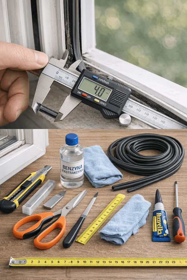 narzędzia potrzebne do wymiany uszczelek w oknach plastikowych